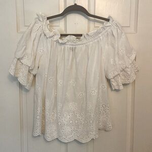 Cotton off the shoulder eyelet top